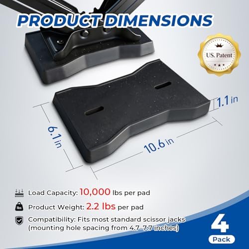ROBLOCK RV Stabilizer Jack Pads 4 Pack, Heavy Duty Rubber Scissor Jack Leveling - Image 3