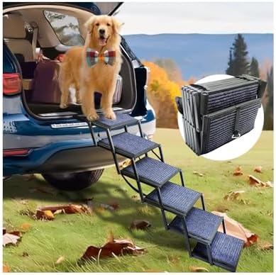 Dog Ramp for Car Truck and SUV Dog Stairs for Large Dogs Folding Pet Stairs by SHUNLONG