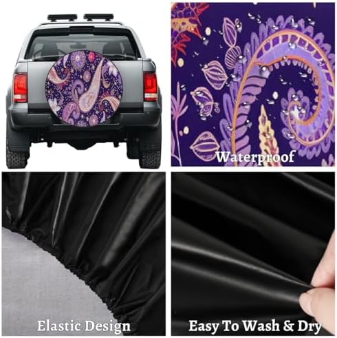 Rv Spare Tire Cover Wheel Purple Ethnic Paisley Tire Covers Wheel Protectors - Image 4