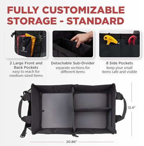Car & Vehicle Trunk Organizer for SUV, Truck & Auto Storage, Standard Black - Image 2