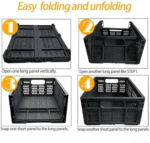 4-Pack 20L Foldable Storage Crates, Heavy Duty Plastic Milk Crates - Image 6