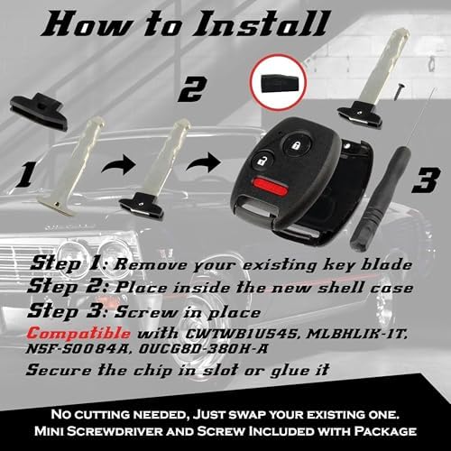 3X Honda Key Fob Cover / Key Fob Case – Replacement Key Shell – No Cutting - Image 5