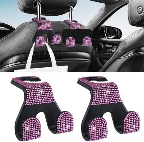 LAINLOY 2PCS Car Seat Headrest Hooks, Shiny Crystal Hanger Holder, Backseat by Unknown