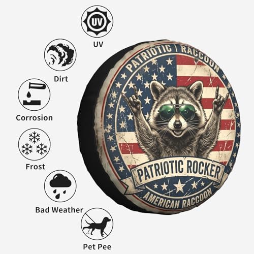 Patriotic Rocker American Raccoon Spare Tire Cover - Image 6