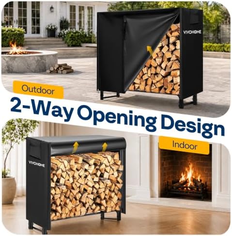 VIVOHOME 4ft Waterproof Outdoor Firewood Log Rack Cover - Image 6
