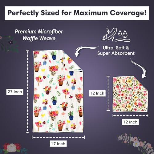 Microfiber Hand Towel & Washcloth Set, Double-Sided Waffle Weave Set of Two - Image 2