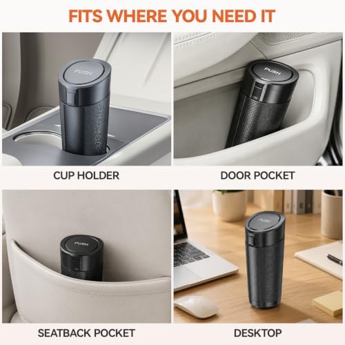 Car Trash Can with Lid, Mini Cup Holder Trash Can with 30 Bags, 900ML - Image 2
