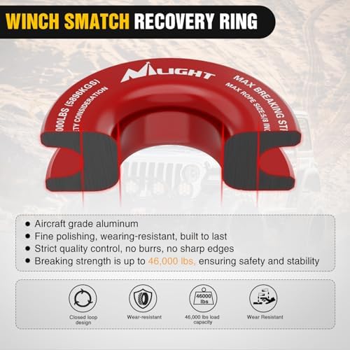 Nilight 2PCS Synthetic Soft Shackle 1/2" x 24" & Recovery Ring Kit - Image 4