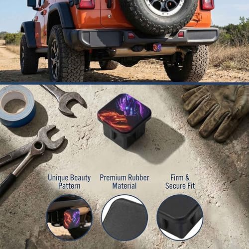 2 Inch Blue Red Dragon Trailer Hitch Cover Rubber Receiver Tube Plug Cap - Image 3
