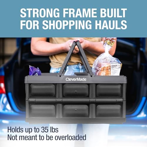 CleverMade Collapsible Shopping Basket, 32L Storage Crate, 1 Pack - Image 2