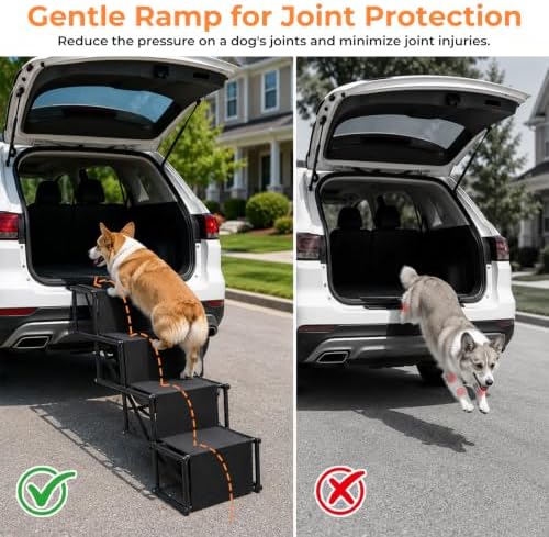 Dog Stairs for Large Dogs, 4-Step Foldable Dog Ramp for Car - Image 2