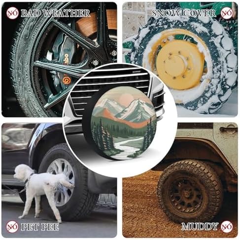 Mountain Adventure Spare Tire Cover Nature Landscape Watercolor Boho Mountains - Image 7