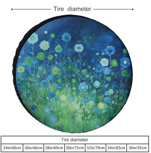 Camping Spare Tire Cover Blue and Green Flowers Weatherproof Universal Wheel - Image 2