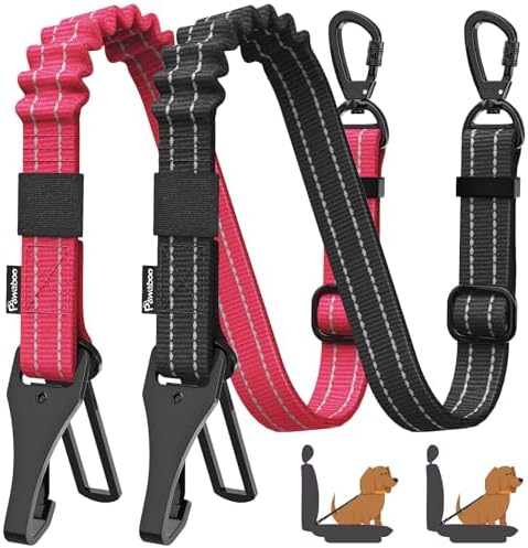 Pawaboo 2Pack Dog Car Seatbelt, 3-in-1 Dog Tether by Pawaboo