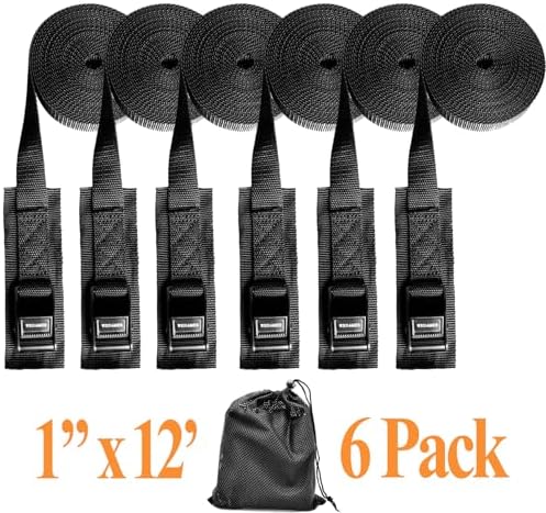 WEDAMER 6 Pack Kayak Tie Down Straps 1" x12Ft Cam Buckle Lashing Straps - Image 2