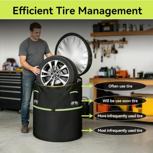 Tire Covers for Storage Set of 4 Tires, 600D Waterproof Oxford Lid Opening - Image 2