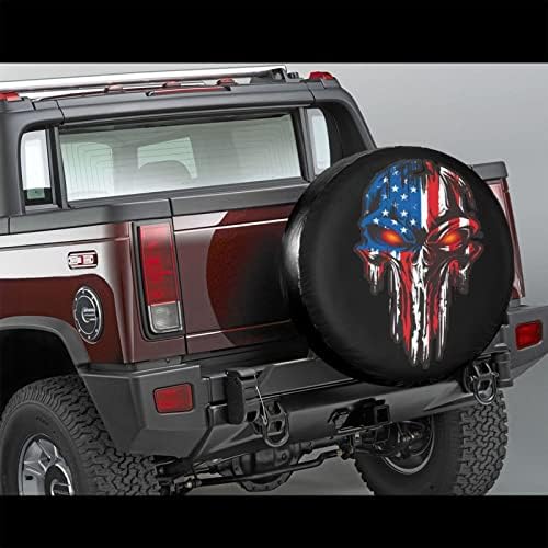 American Flag Skull Patriotic Spare Tire Cover, Universal Wheel Tire Cover - Image 3