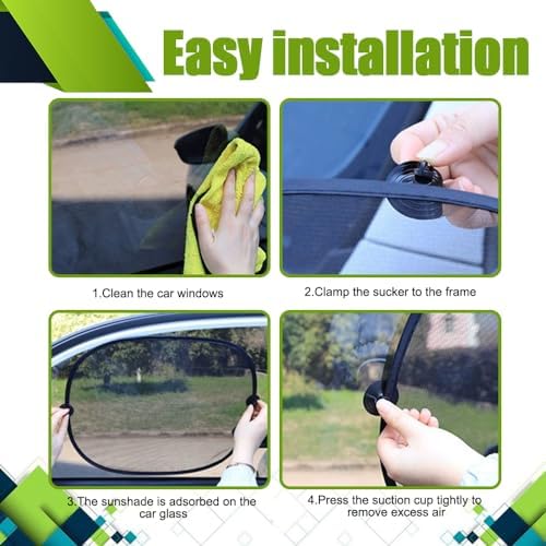 2PCS Car Window Shade, Mesh Car Window Screen Provide Glare and UV Rays - Image 7