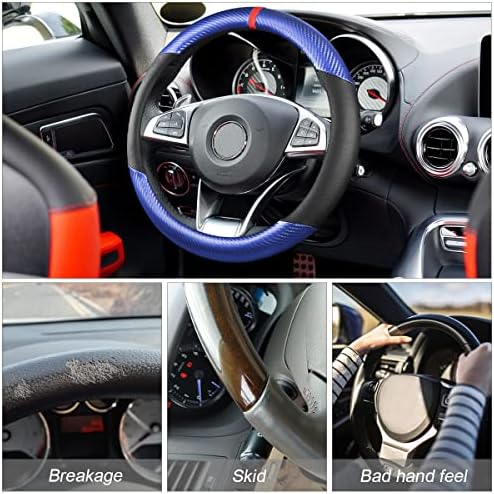 Moly Magnolia 15 Inch Car Steering Wheel Cover, Carbon Blue - Image 2
