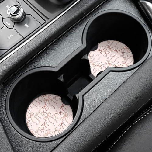 Cute Bowknot Car Coasters, Absorbent 2 Pack - Image 2