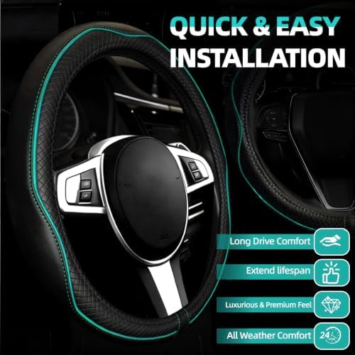 NBTEPEM 6 PCS Car Steering Wheel Cover Set, Microfiber Leather Steering Wheel - Image 2