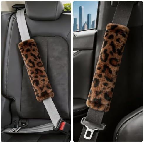 Amooca 2-Pack Soft Furry Universal Seatbelt Cover Car Shoulder Pad - Image 6