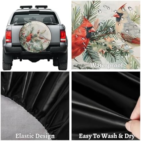 Spare Tire Cover for RV Trailer, Winter Cardinal Tire Covers Universal Fit for - Image 4