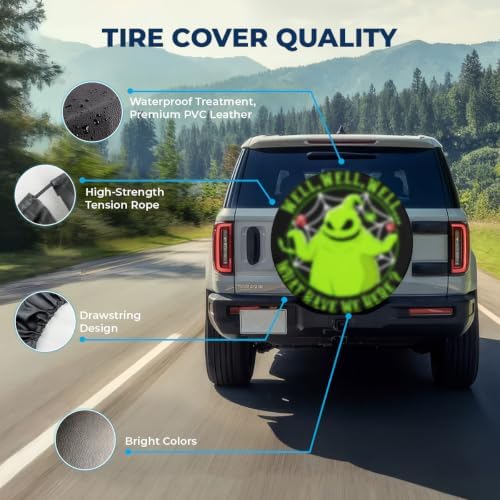 GENANY Spooky Horror Art Halloween PVC Leather Spare Tire Cover Size 18 - Image 4