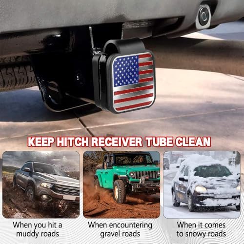 Universal Flag Tow Hitch Covers, Receiver Tube Hitch Plug, American Flag Rubber - Image 6