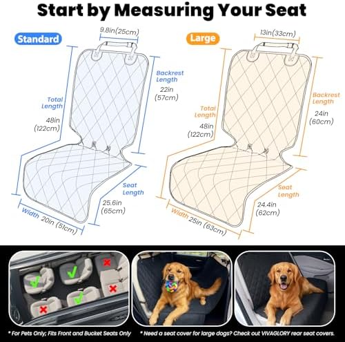 VIVAGLORY Dog Front Seat Cover Car Seat Protector, Heather Khaki - Image 6
