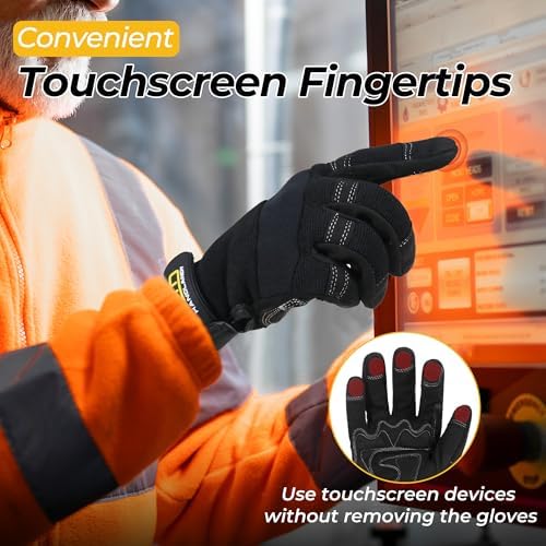 HANDLANDY Work Gloves for Men & Women, Utility Mechanic Working Gloves Touch - Image 4