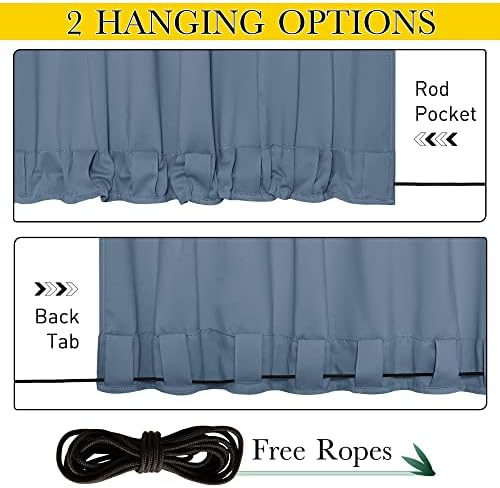 NICETOWN Outdoor Curtains Waterproof Fixed Bottom W52xL95 Stone Blue - Image 2