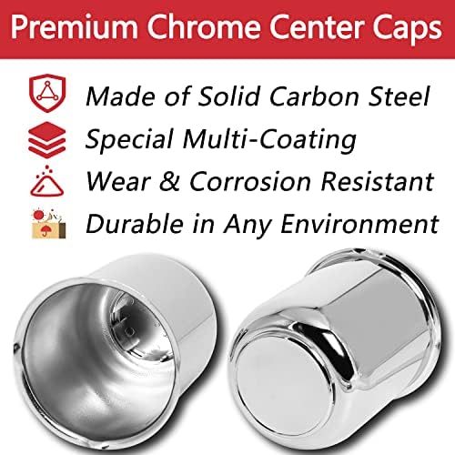3.19" Push-Through Wheel Center Caps, Chrome-Plated Carbon Steel, 4 Pack - Image 2