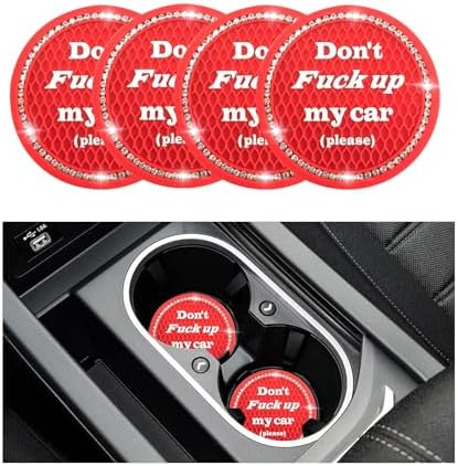 4 PCS Bling Car Cup Coaster, 2.75 Inch Anti-Slip Cup Holder Insert Coasters by Sylvil