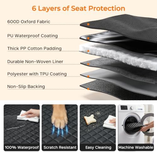 URPOWER Dog Car Seat Cover for Back Seat, Waterproof Car Seat Protector - Image 5