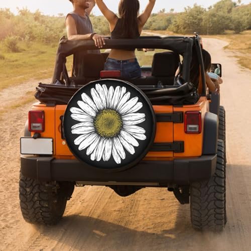 Daisy Flower Spare Tire Cover Dust-Proof Wheel Tire Cover Fit Trailer, SUV and - Image 4