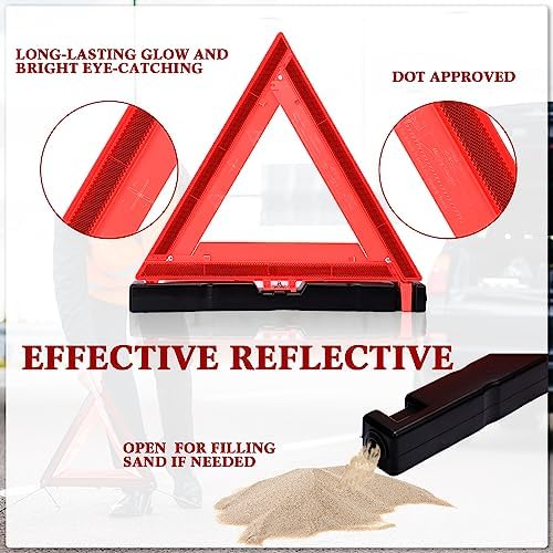 Kanayu 24 Pcs Warning Triangles Dot Reflective Foldable Emergency Safety - Image 3