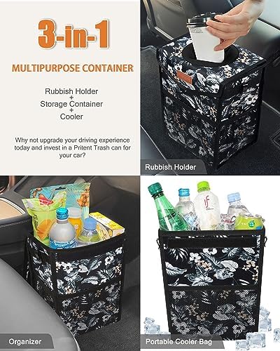 Pritent Car Trash Can with Lid Leakproof Car Garbage Bag Vehicle Trash Bin - Image 5