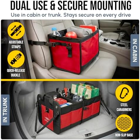 Large Car Trunk Organizer, Modular & Collapsible, 3 Compartment - Image 5