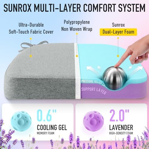 SUNROX Cooling Gel Memory Foam Chair Cushions, 2.6" Thick U-Shaped Dual-Layer - Image 2