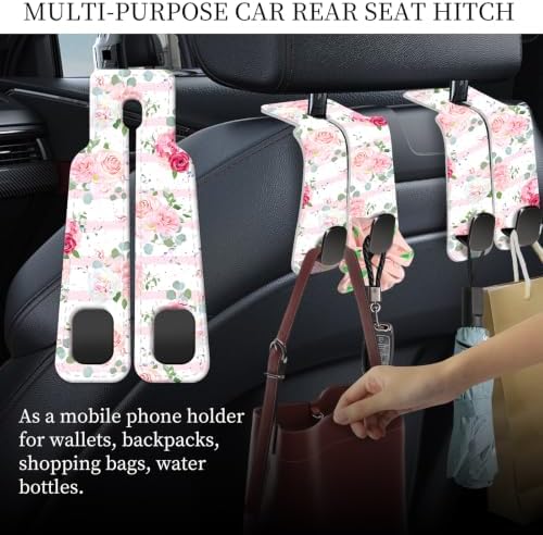 PU Leather Car Seat Hook, Storage Headrest Hanger, Cute Car Backseat Organizer - Image 3
