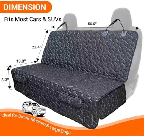 Meginc Dog Car Seat Cover for Back Seat, Waterproof Non-Slip Bench Protector - Image 2