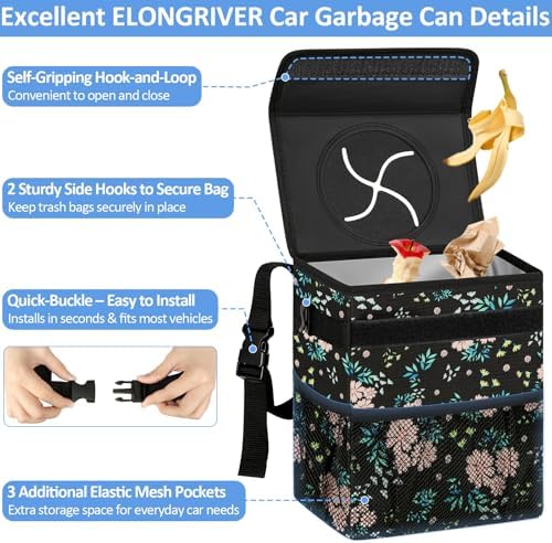 ELONGRIVER Leak Proof Car Trash Can - Image 4