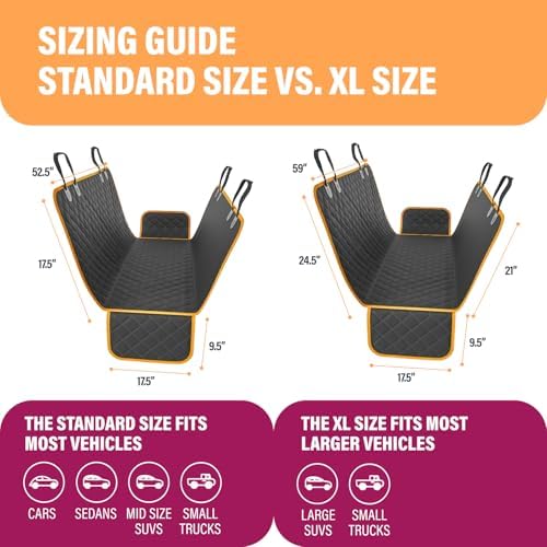Active Pets Orange XL Dog Car Hammock Back Seat Cover, Waterproof Backseat - Image 5