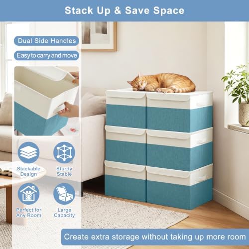 Bagnizer Large 22 Quart Linen Fabric Foldable Storage Bin Cube Organizer Basket - Image 5