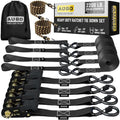 AUGO Ratchet Straps Heavy Duty 4 Pack -15 FT - 2200 LB Break Strength – Ratchet by AUGO