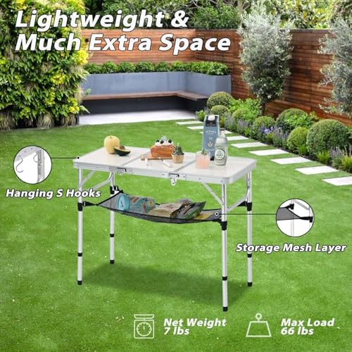 YihuiKo Folding Table with Storage Net, Lightweight Portable Picnic Table - Image 4