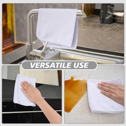 SINLAND Sublimation Blank Towels Waffle Kitchen Towel White 16x16 10 Pack - Image 6