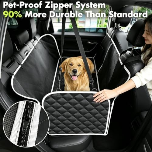 Meolsaek Dog Car Seat Cover, Mesh Window Hammock Back Seat Cover - Image 3