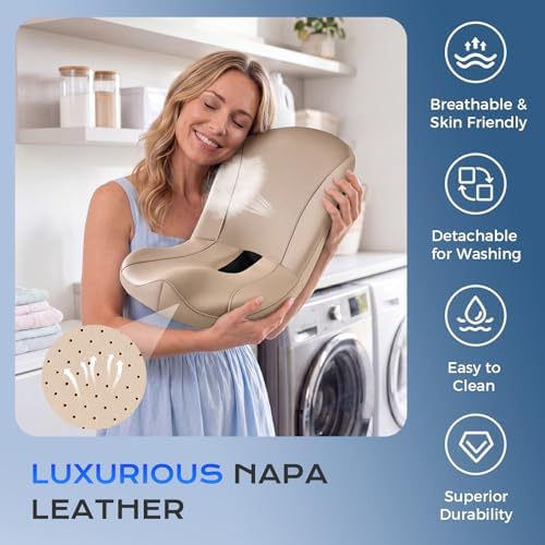 Coverado Car Seat Cushion and Lumbar Support Pillow One Piece, Napa Leather - Image 6